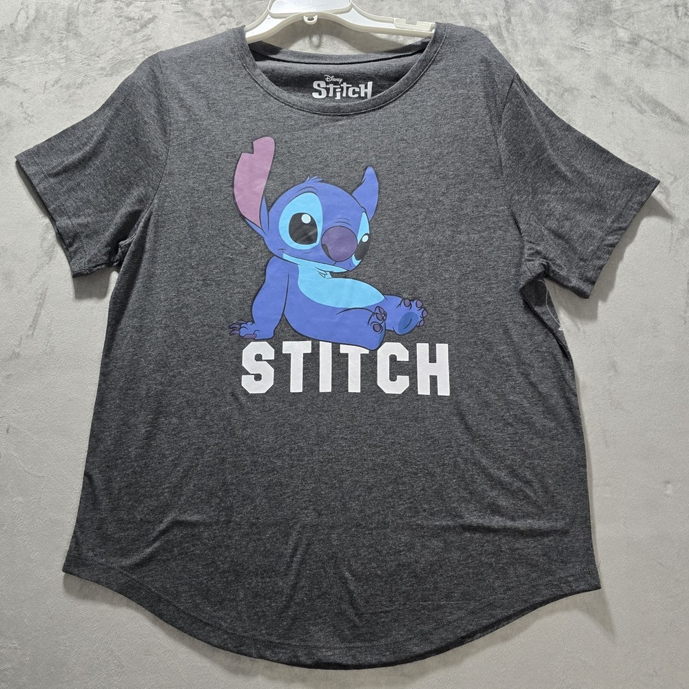 Disney Stitch Women's Short Sleeve T-Shirt Size 1X Gray New